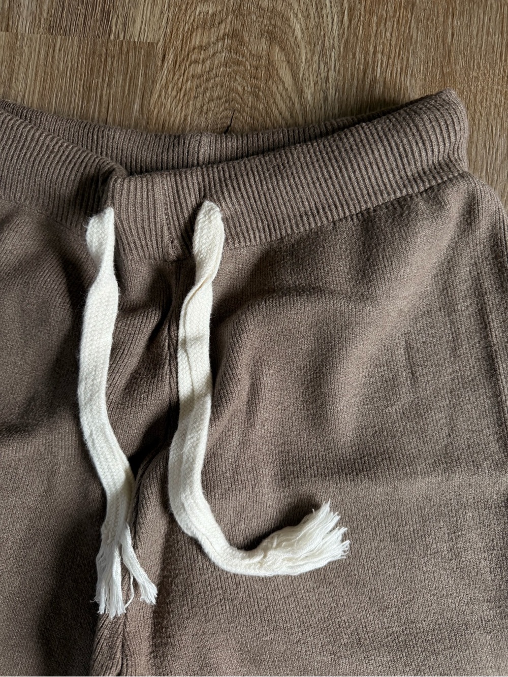 Knit Wide-Leg Drawstring Pants - Brown - Picture 2 of 4